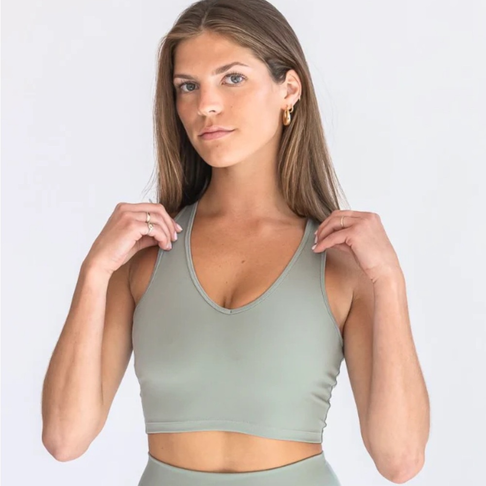 seaav v-neck bra top in sage green